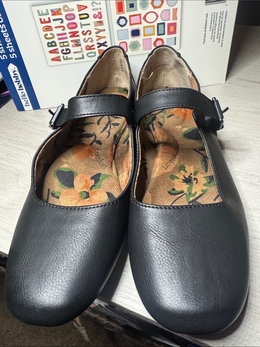 b.o.c. Black Mary Jane Flats with Buckle Strap